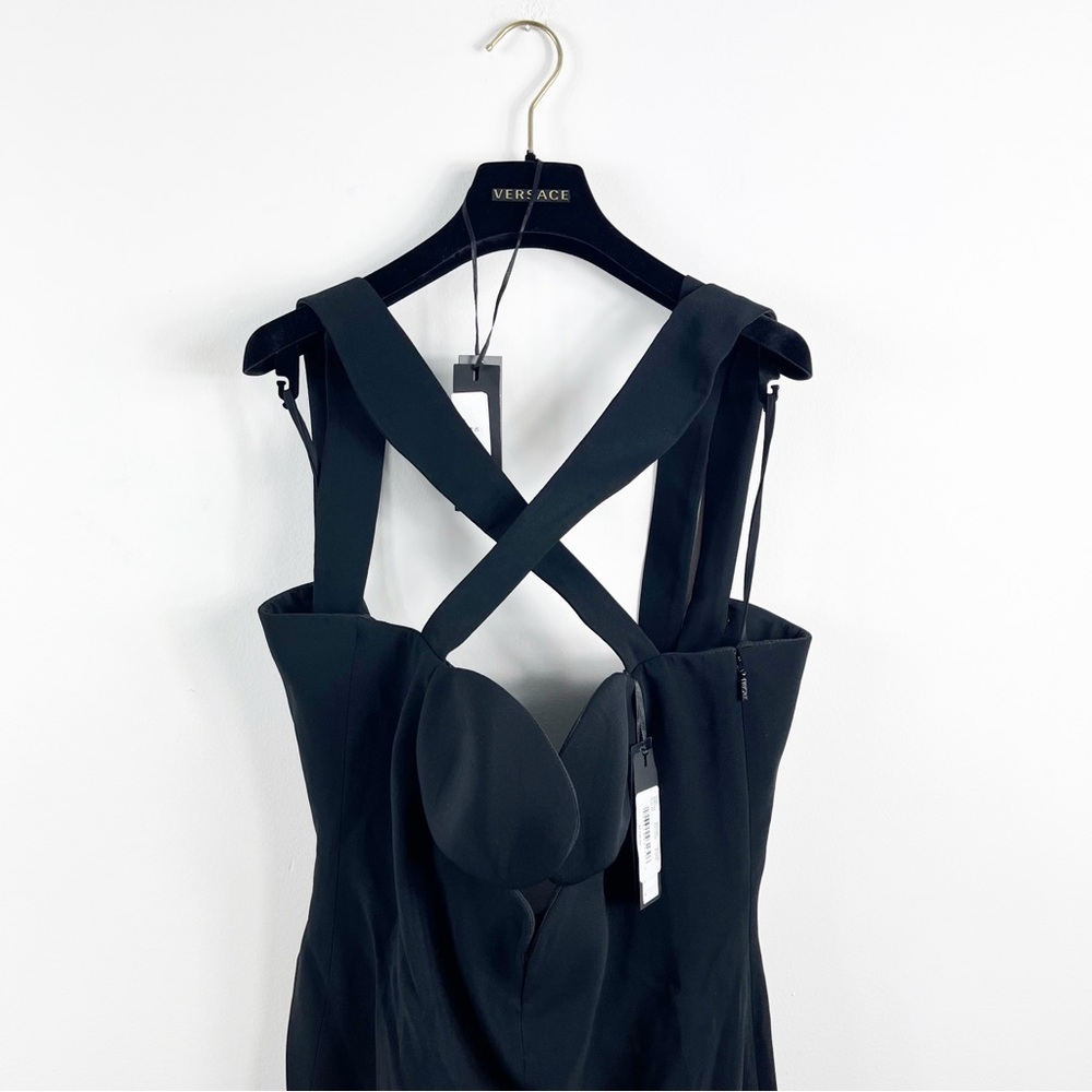 Versace Runway Sleeveless Bustier Criss Cross Strap Evening Gown 8 NWT Black - Picture 7 of 16